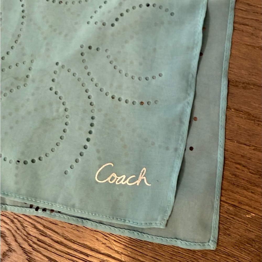 Coach Peacock Blue Perforated Scarf